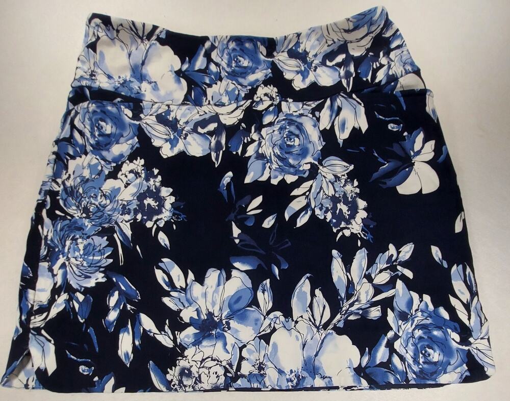 SC and Co Tummy Control Skort Navy Floral Chinoiserie Womens Size XL Skirt Golf